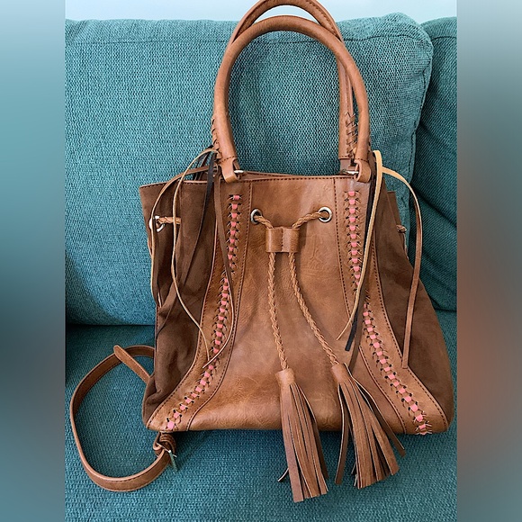 Big Buddha Bucket Bag Drawstring bag Shoulder Bag with Fringe Tassels & handles - Picture 1 of 9